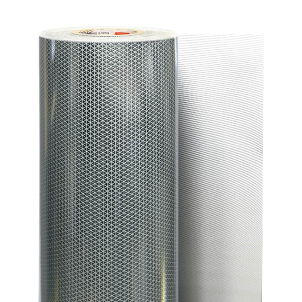 Rolle Reflexbanner 5938MFLEX, Vorderseite grau reflektierend, Rückseite freigelegt