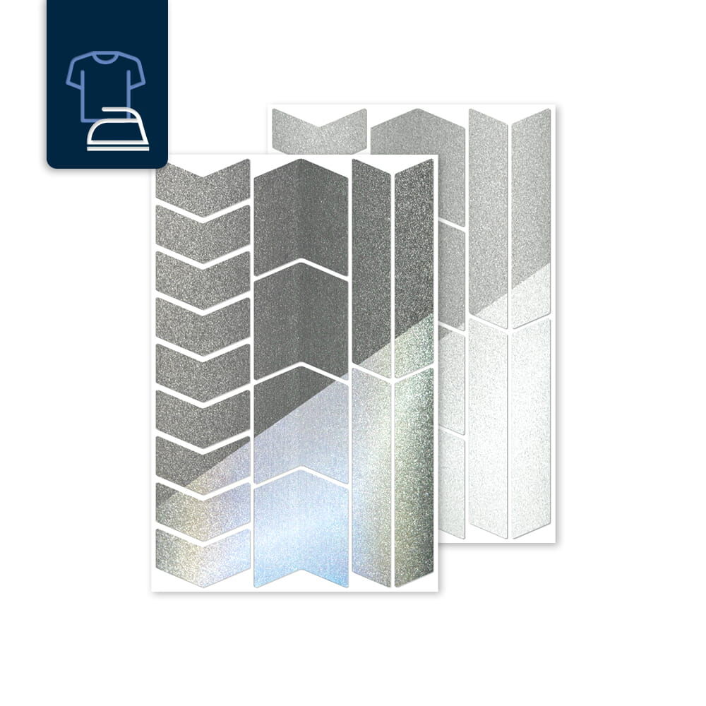 Reflexaufbügler-Set „Pfeile groß“, erhältlich in schwarz und silber