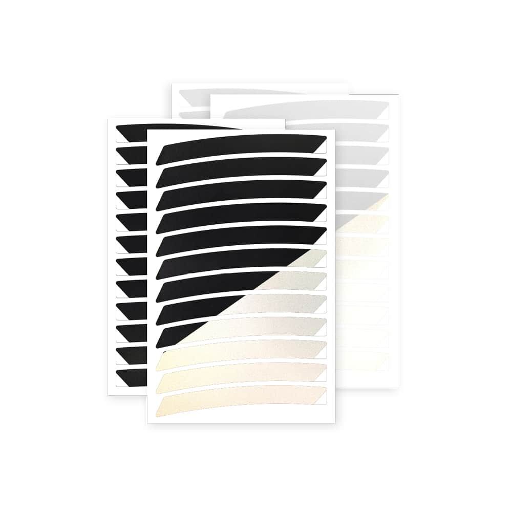 Felgensticker Light 26–29 Zoll in Weiß und Schwarz auf Stickerbögen