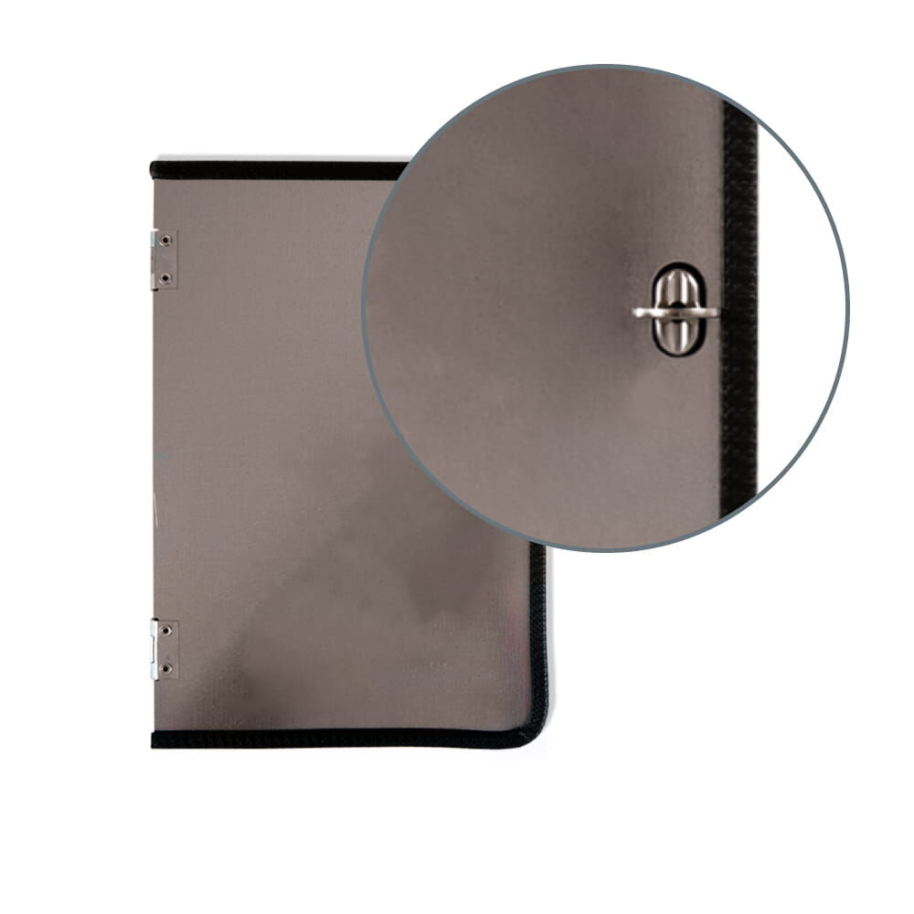 Rückseite, verdeckte Aluminiumfläche mit Drehwirbel-Verschluss, Detailansicht