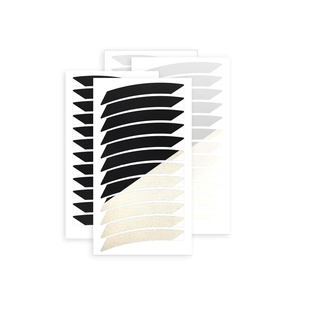 Felgensticker Light 12–24 Zoll in Weiß und Schwarz auf Stickerbögen