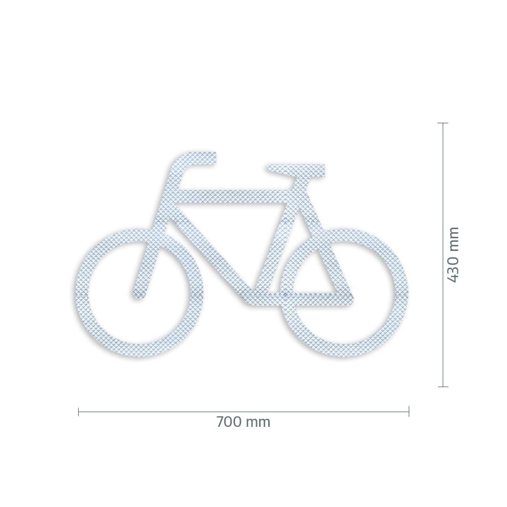Fahrrad Piktogramm aus A380 Material mit Maßangaben 700x430 mm