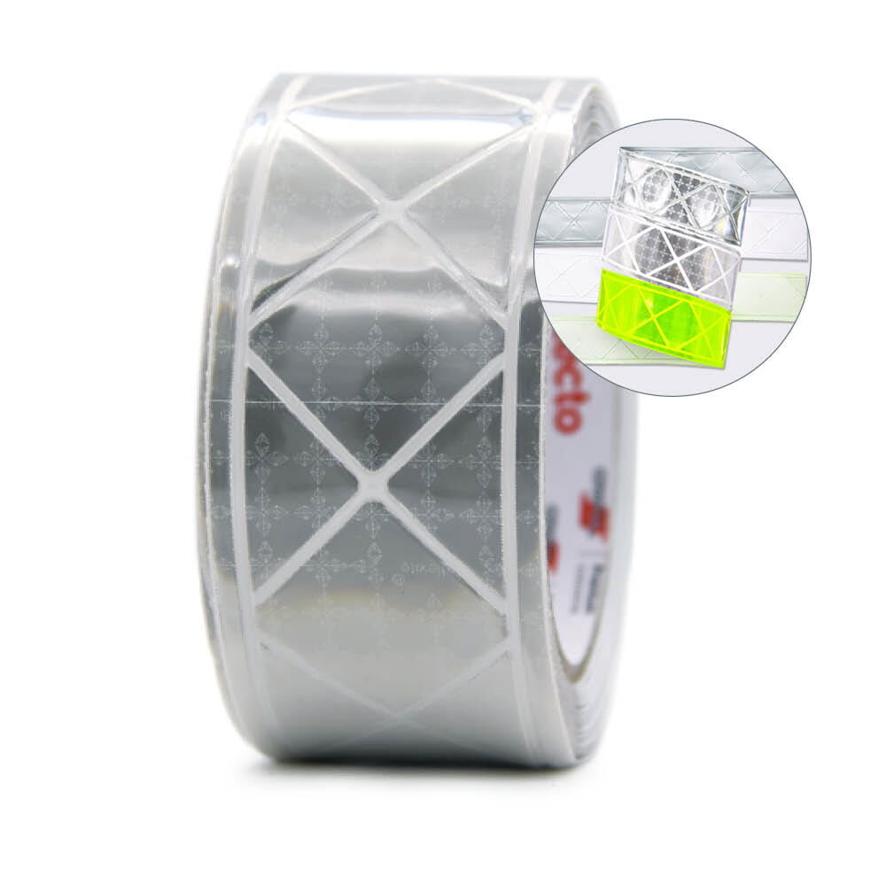 Rolle Orafol Reflexband GP340, Detail-Zoom auf Textilband und drei Farbvarianten.