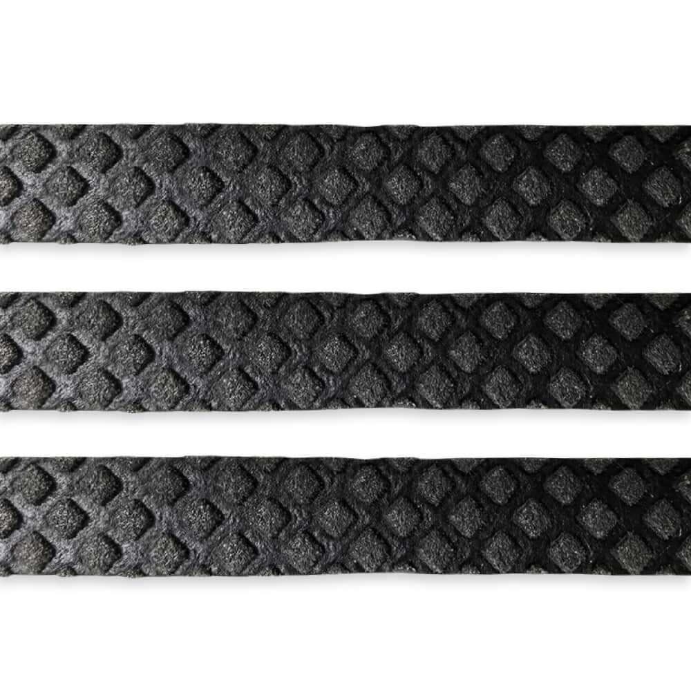 Drei schwarze taktile Leitstreifen für Bodenmarkierung in Innenräumen