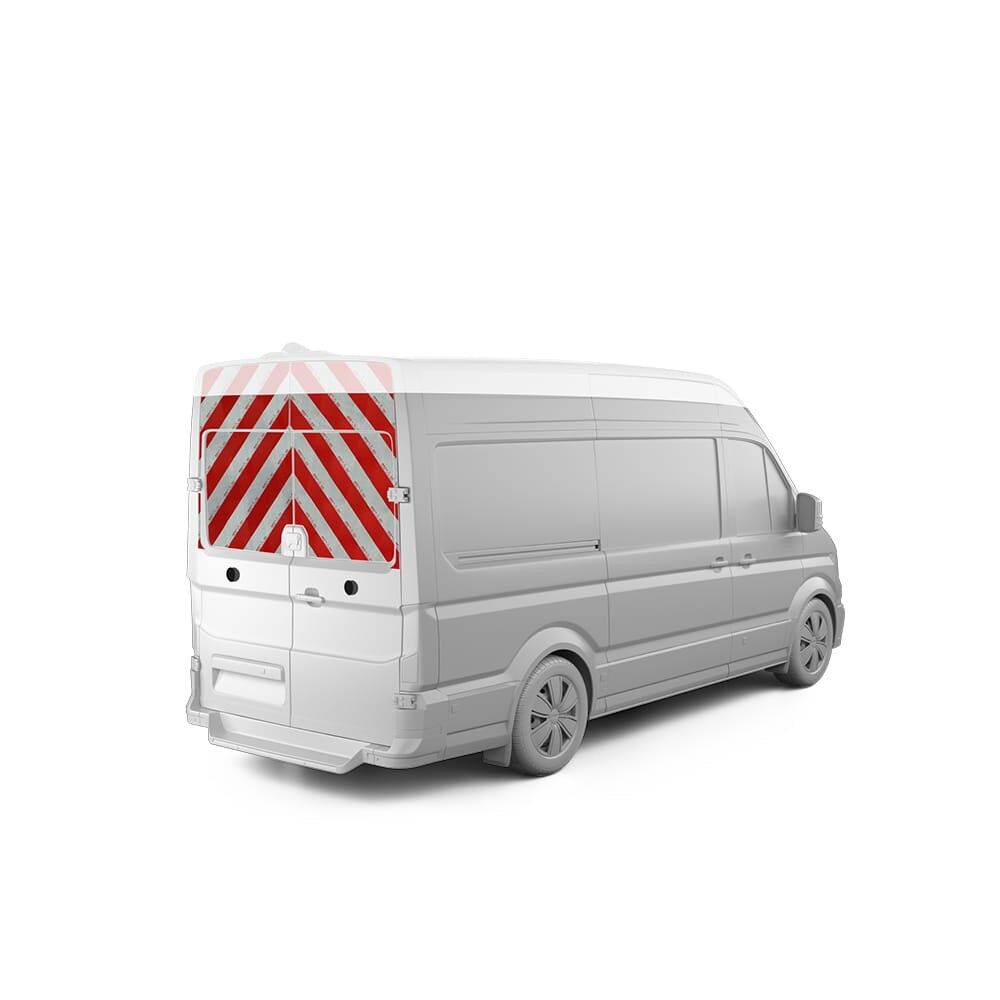 MAN TGE Heckwarnmarkierungssatz ab 2016 oben mit Blindfenster Normaldach/H2 mit Hecktür weiß/rot