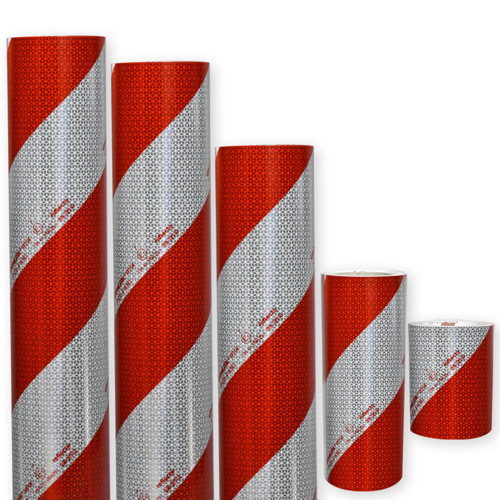 Fünf Rollen Reflecto 5921M Warnmarkierungsfolie Meterware, rot-weiß reflektierend