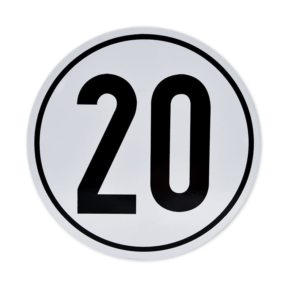 Geschwindigkeitsschild 20 km/h für Deutschland, Frontalansicht