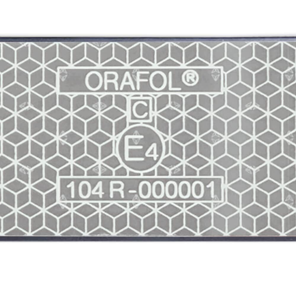 Nahaufnahme VC 104+ Prüfmarkierung: ORAFOL E4 104 R