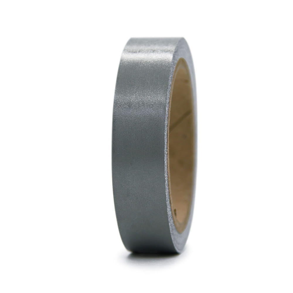 Frontale Ansicht der 10 m 3M Scotchlite 8725 Reflexgewebe-Rolle, silber. Rollenbreite 25,4 mm