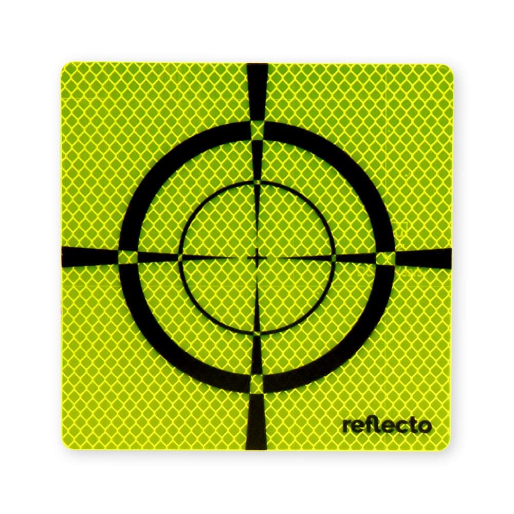 Reflektierende Zielmarke 150 x 150 mm in fluor-lime mit schwarzem Fadenkreuz, Vorderansicht