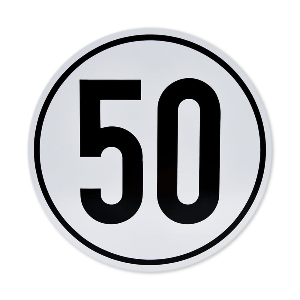 Geschwindigkeitsschild 50 km/h für Deutschland, Frontalansicht