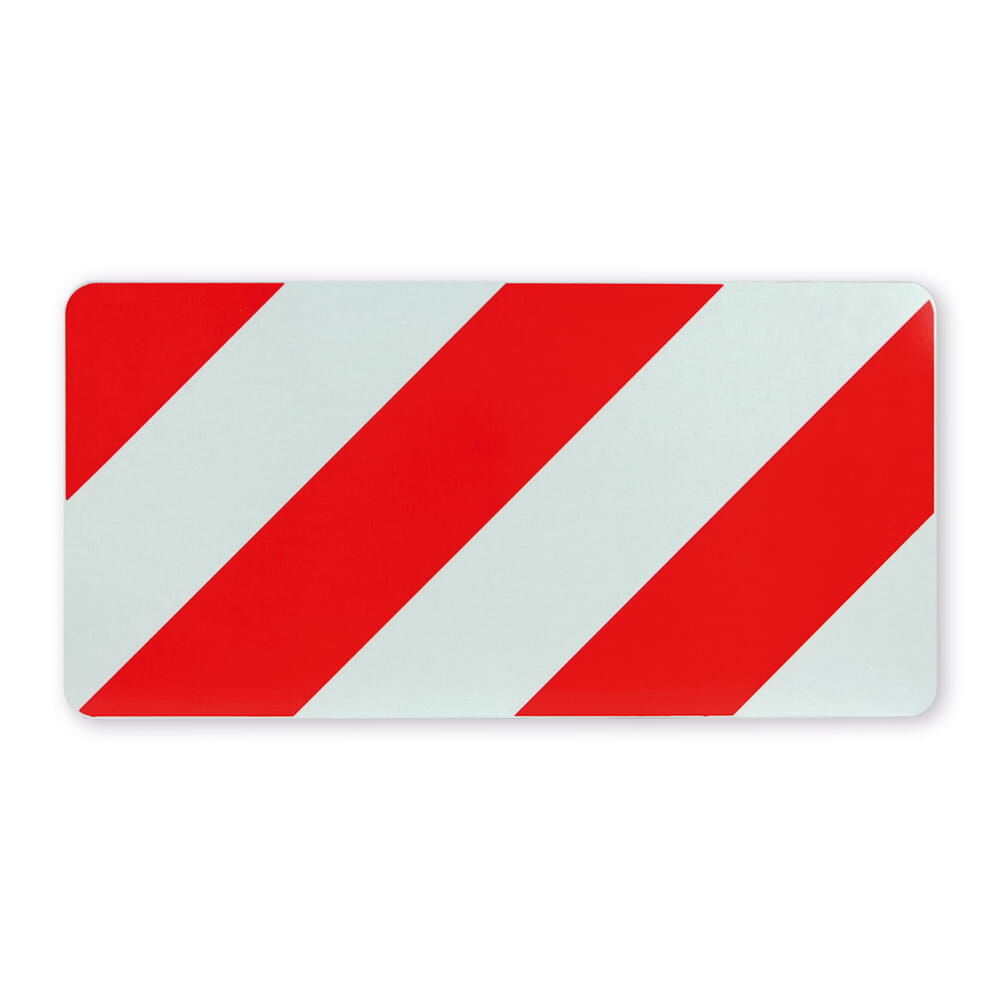 Warntafel rot/weiß linksweisend, rechteckig mit abgerundeten Ecken