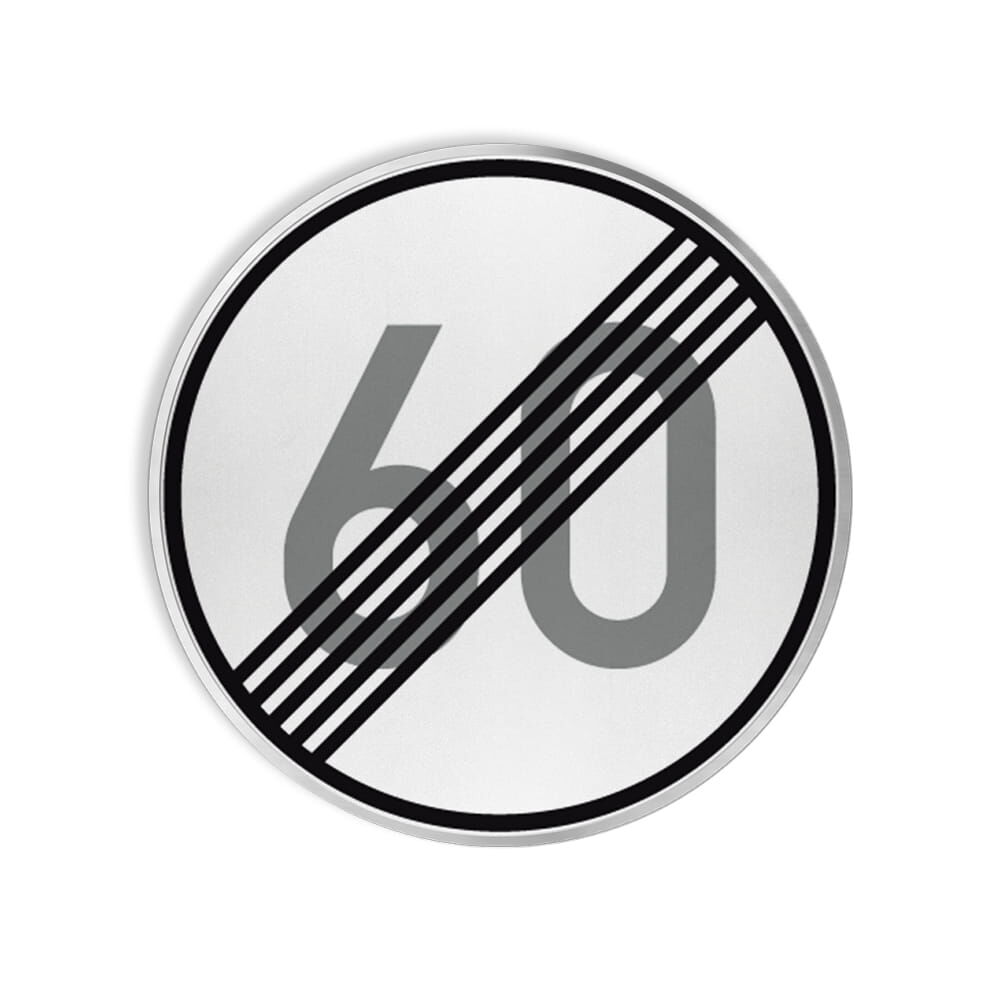 VZ 278-60 Ende der zulässigen Höchstgeschwindigkeit 60 km/h VZ 278-60 Ende der zulässigen Höchstgeschwindigkeit 60 km/h