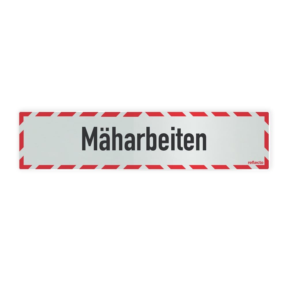 Hinweisschild Mäharbeiten