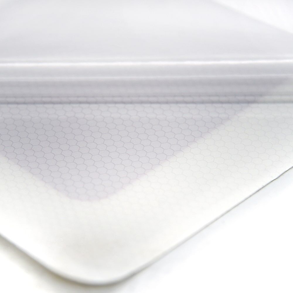Detail: transparente Schutzfolie der Sh 2 Folie leicht abgezogen