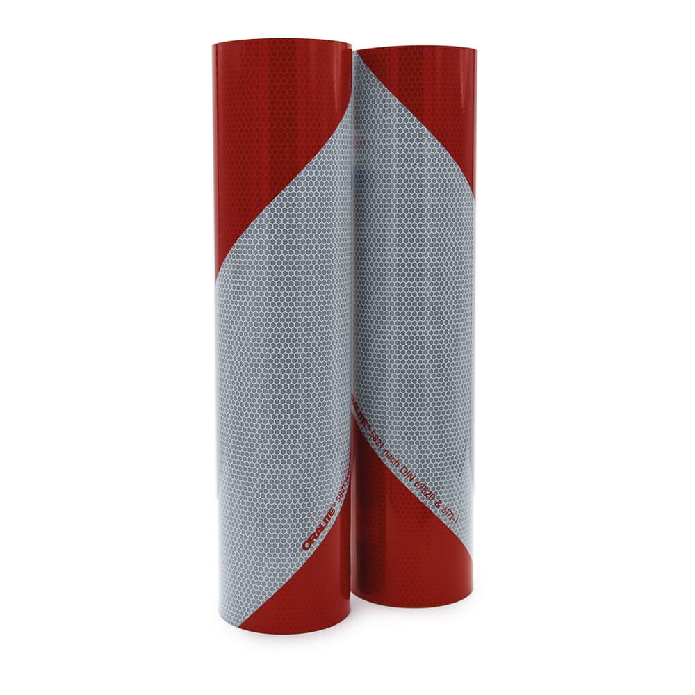 Zwei große Warnfolienrollen, links- und rechtsweisend, je 3 m × 380 mm