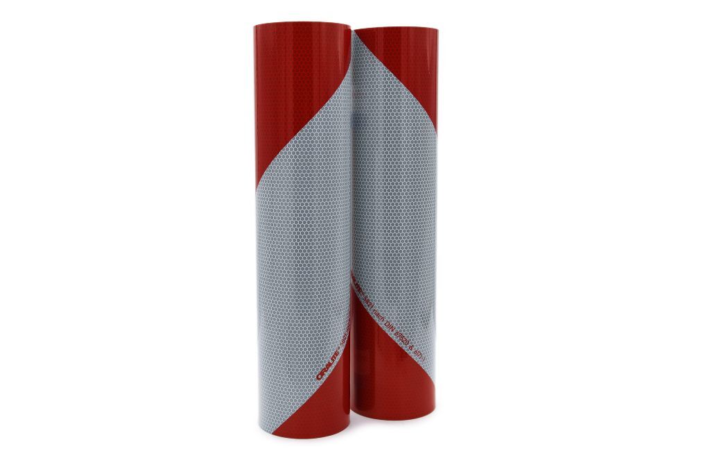Zwei große Warnfolienrollen, links- und rechtsweisend, je 3 m × 380 mm