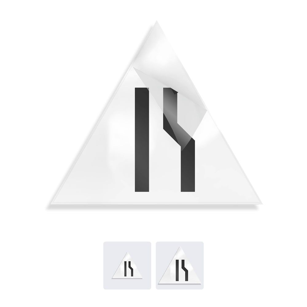 Transparentes Overlay einseitig verengte Fahrbahn rechts, erhältlich in 2 Größen