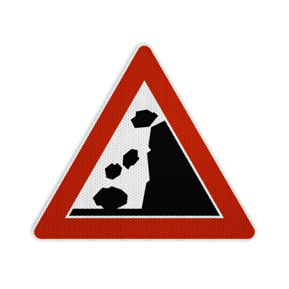 VZ 101-15 Steinschlag, Aufstellung rechts VZ 101-15 Steinschlag, Aufstellung rechts