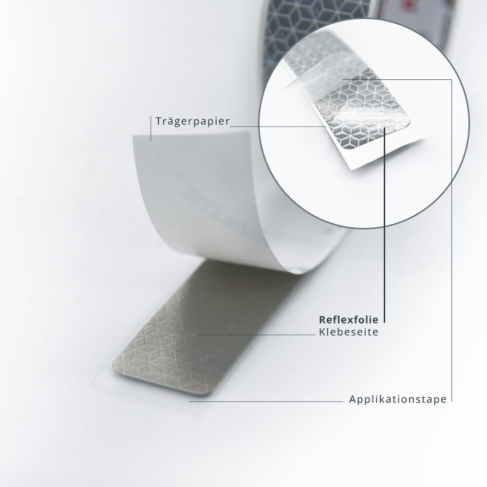 Orafol VC110 Konturmarkierung, 90x30 mm, wird von der Trägerfolie abgezogen