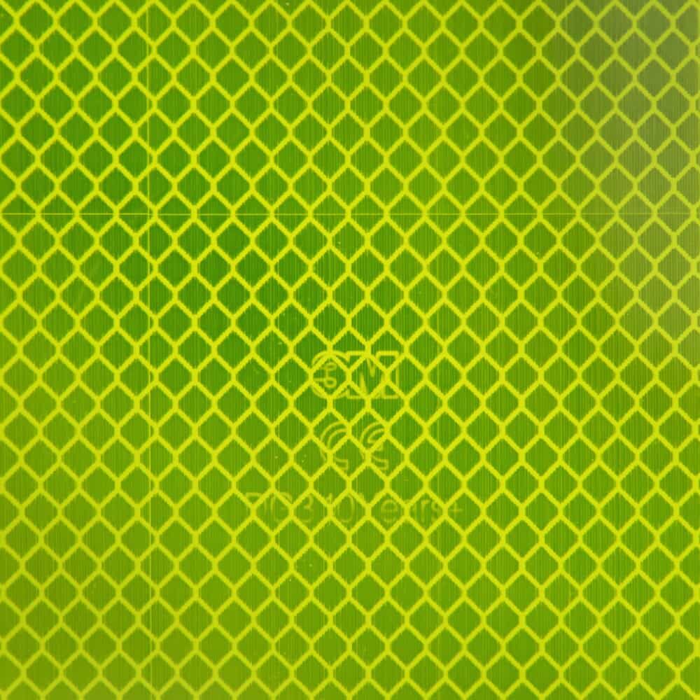 Makroaufnahme 3M Reflexband 4080, Fluor-lime, Rautenmuster