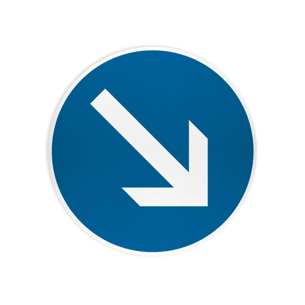 VZ 222 Vorgeschriebene Vorbeifahrt rechts vorbei VZ 222 Vorgeschriebene Vorbeifahrt rechts vorbei