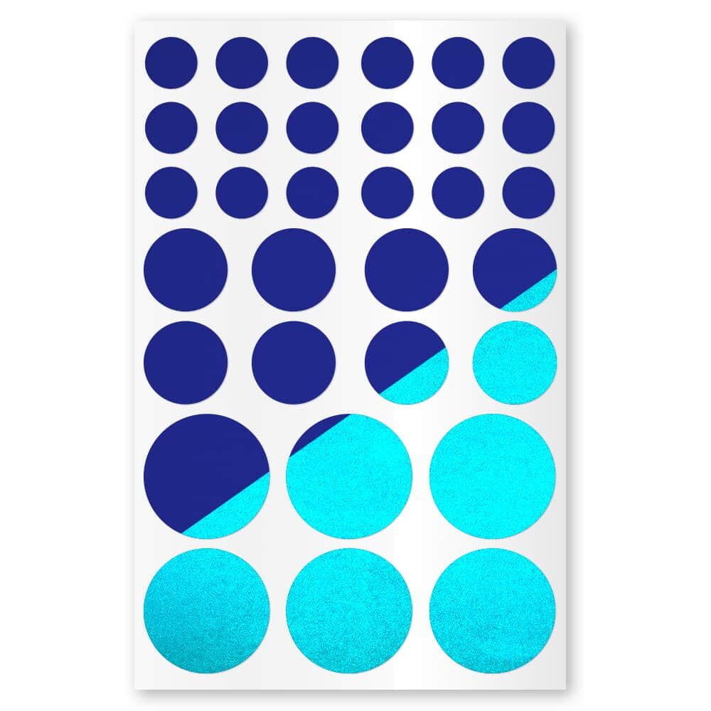 Reflexsticker Light Punkte in Blau auf Stickerbogen