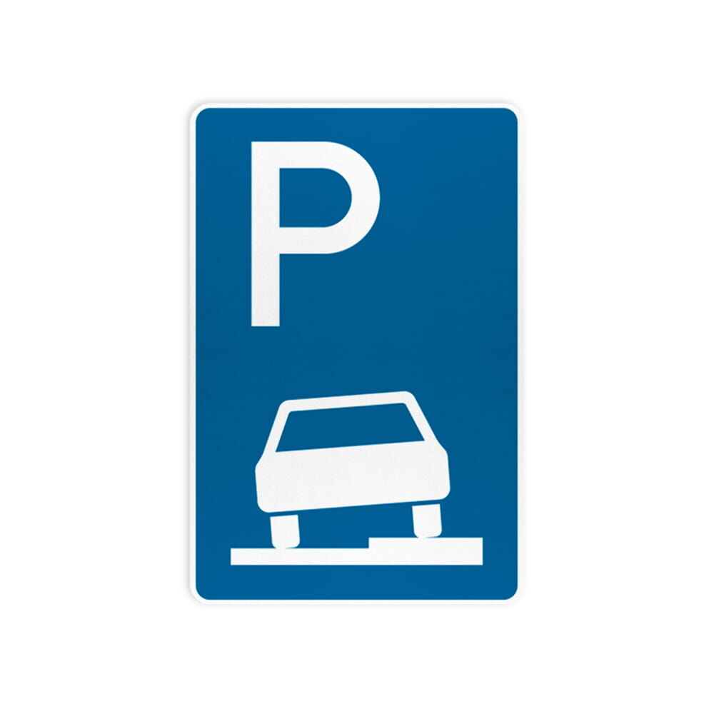 VZ 315-55 Parken auf Gehwegen, halb in Fahrtrichtung rechts VZ 315-55 Parken auf Gehwegen, halb in Fahrtrichtung rechts