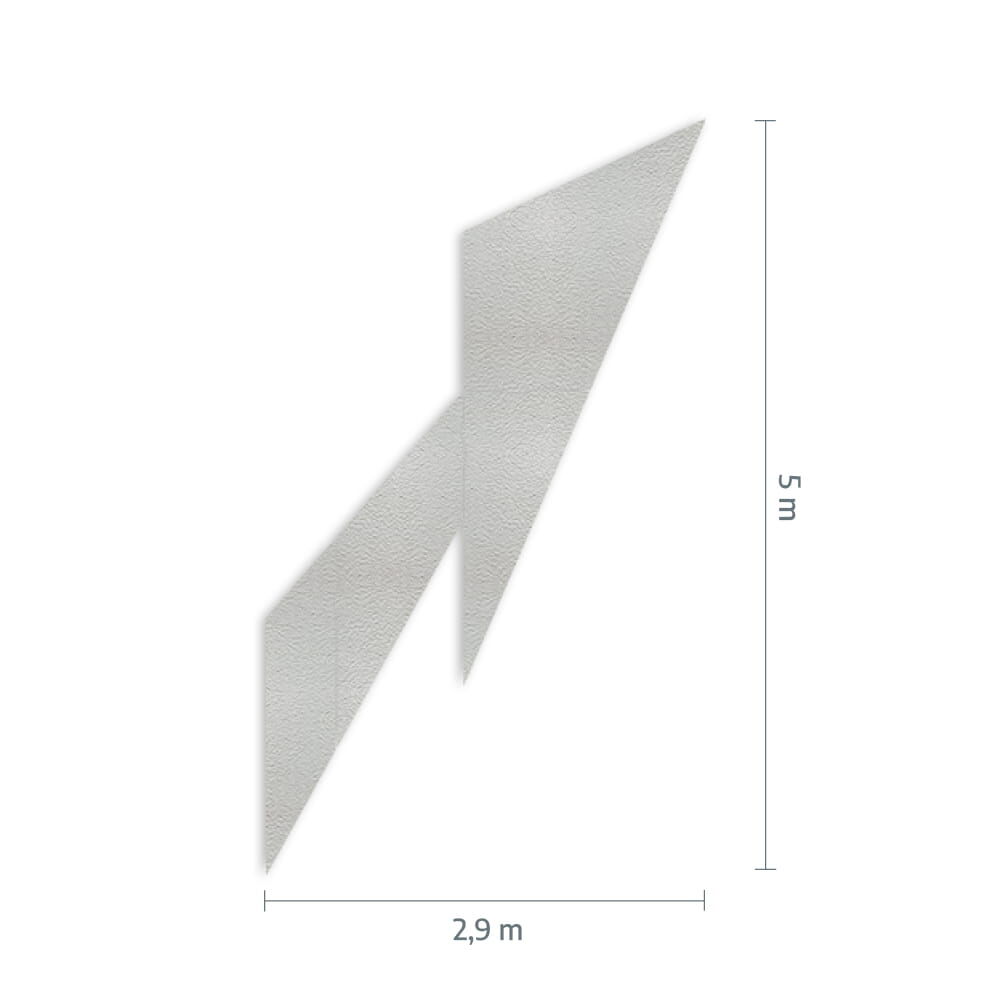 Maßgrafik des Pfeils: Breite 2,9 m, Höhe 5 m, Verkehrsklasse P6 in weiß