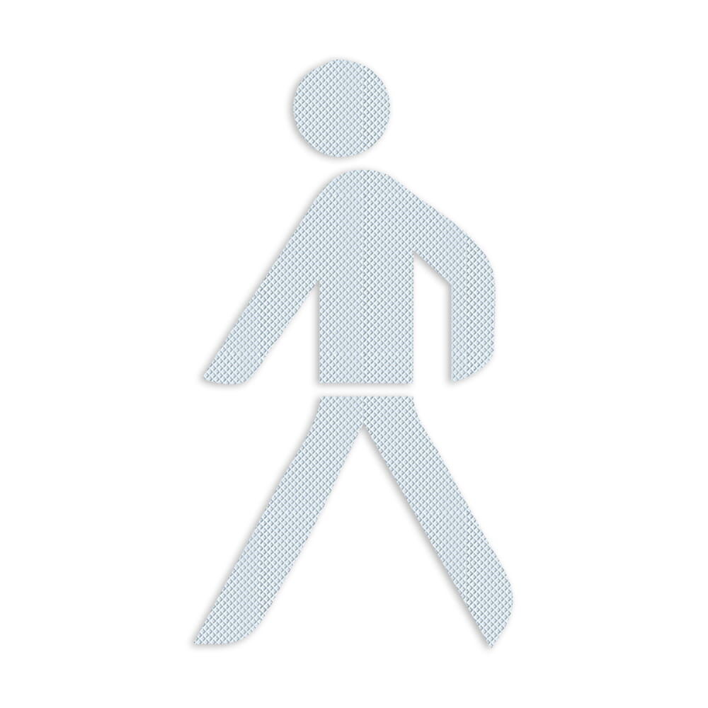 Selbstklebendes Fahrbahn-Piktogramm "Fußgänger" in weiß, Verkehrsklasse P7