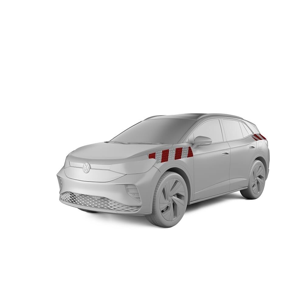 VW ID.4 mit Seitenwarnmarkierung, Baujahr 2020