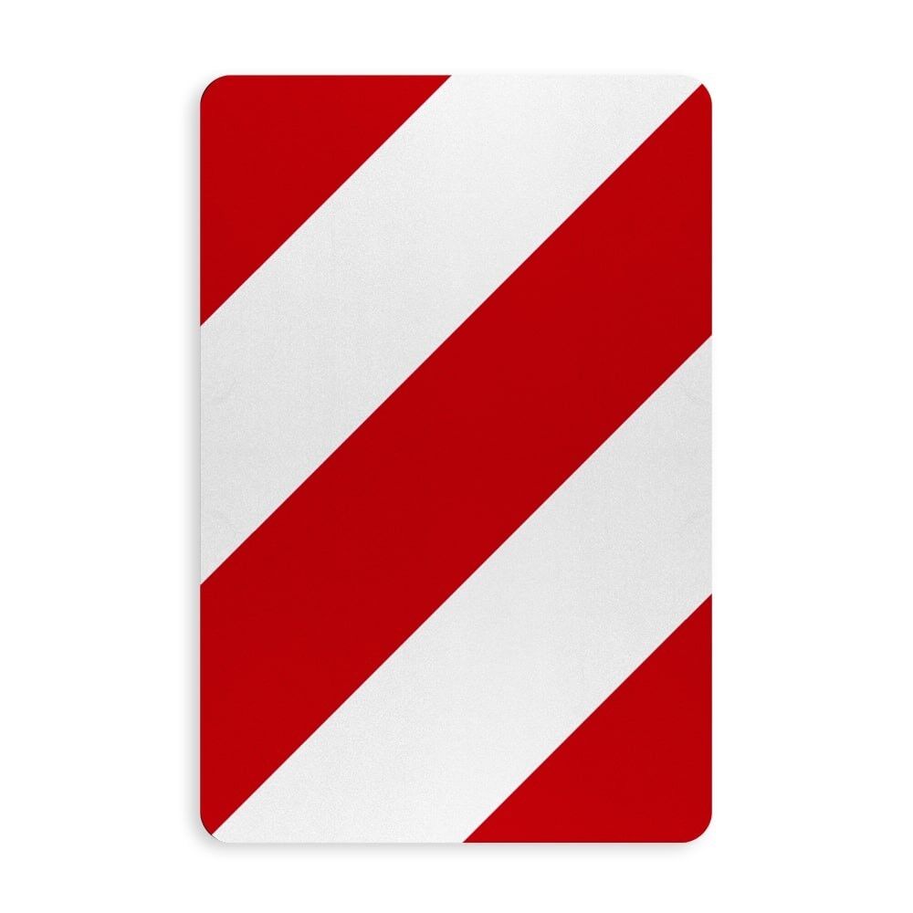 Leitplatte VZ 626-10 rechts, rot-weiße Diagonalstreifen, Ecken abgerundet