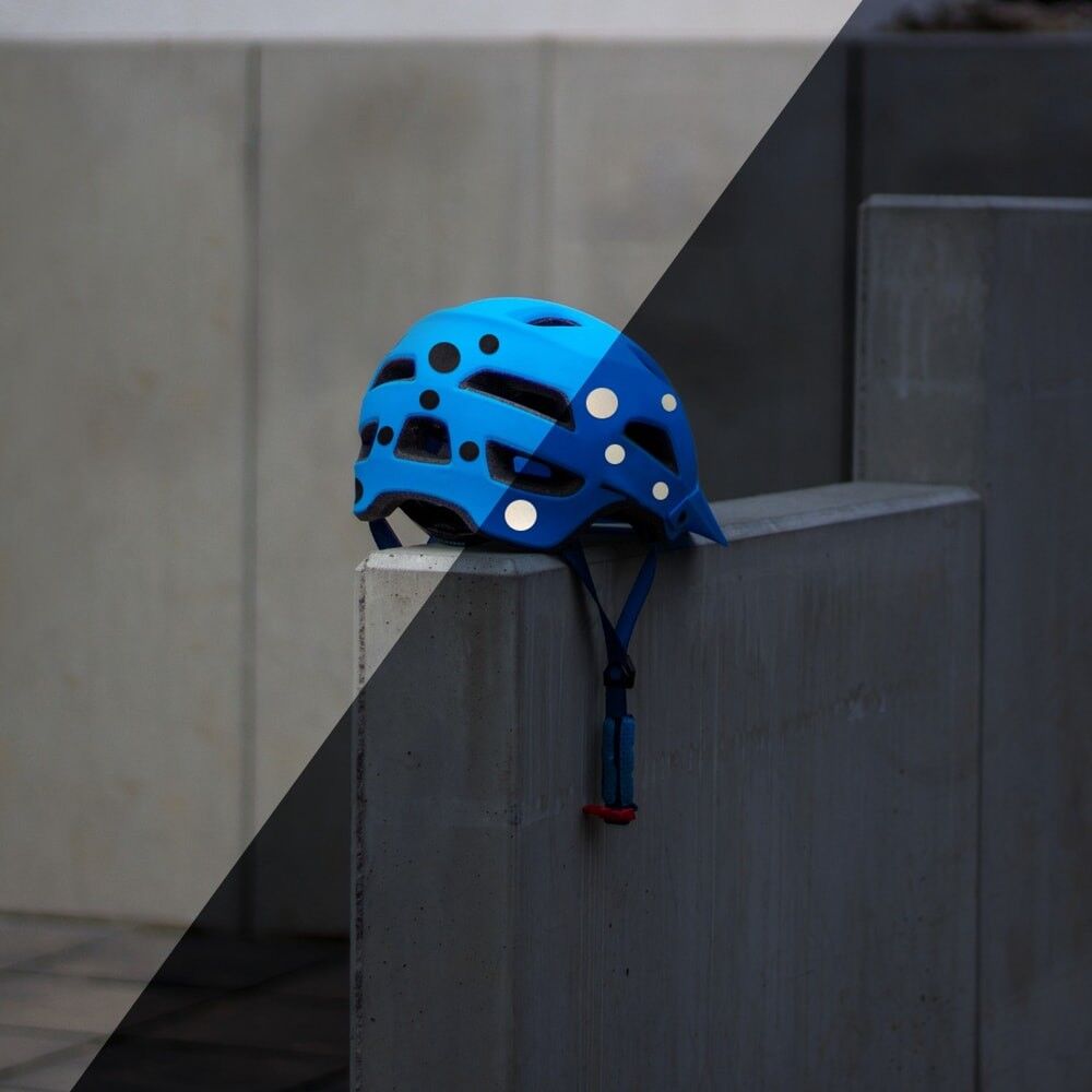 Reflexsticker Light Punkte auf Kinderhelm für bessere Erkennbarkeit