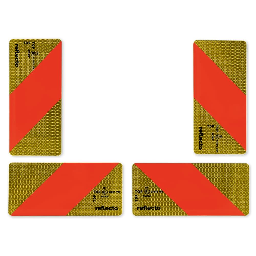 Heckwarntafel-Set für Zugmaschine, 4 Viertelmarkierungen, Aluminium-Ausführung