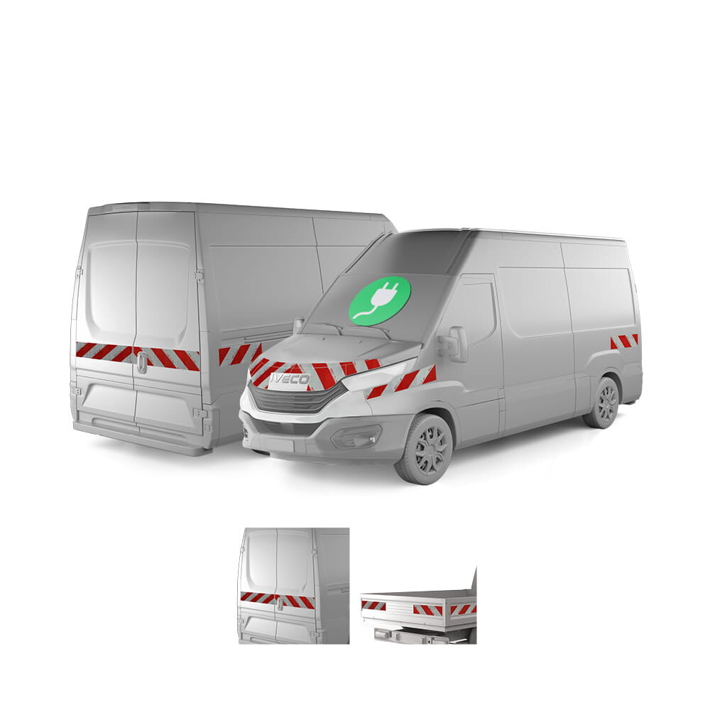 Iveco (e)Daily ab 2024 mit Variantenvorschau zwischen Hecktür und Pritschenmodell