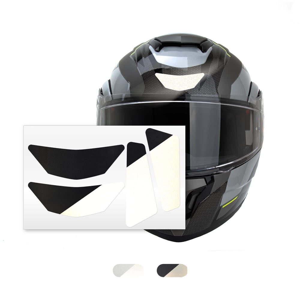 Reflecto Reflexsticker-Set Schwarz mit Anwendung auf Motorradhelm