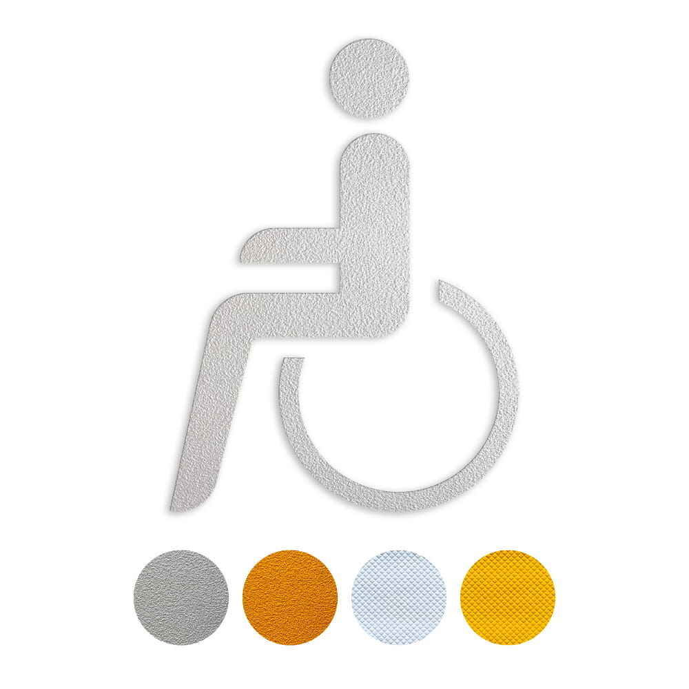 Selbstklebendes Fahrbahnpiktogramm "Rollstuhl", erhältlich in weiß & gelb, Verkehrsklasse P6 oder P7