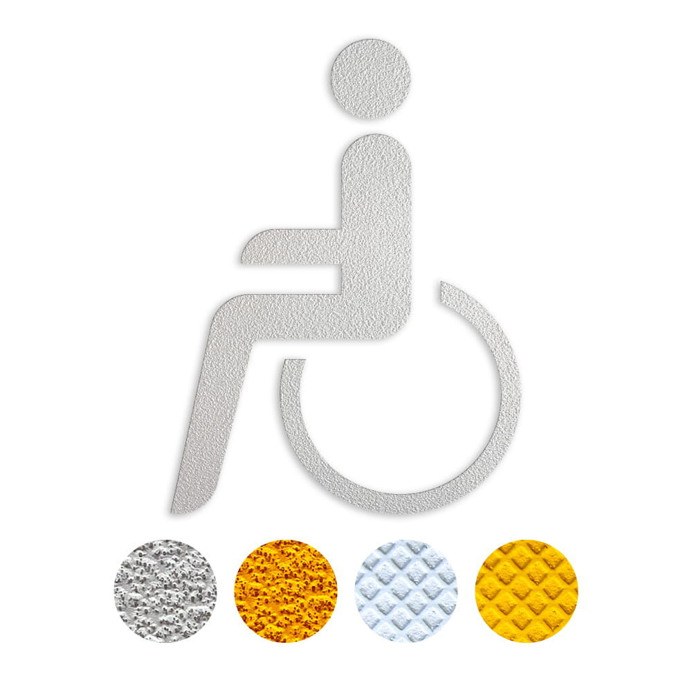 Selbstklebendes Fahrbahnpiktogramm "Rollstuhl", erhältlich in weiß & gelb, Verkehrsklasse P6 oder P7