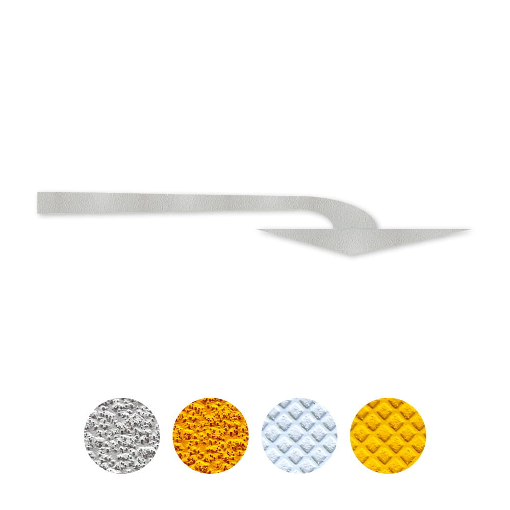 Selbstklebender Pfeil "Abbiegen rechts", erhältlich in weiß und gelb, Verkehrsklasse P6 oder P7