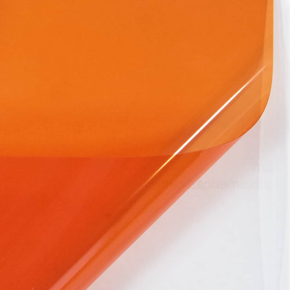 Orafol 5061 Overlay-Folie Orange, Ecke abgezogen, glänzend transparent