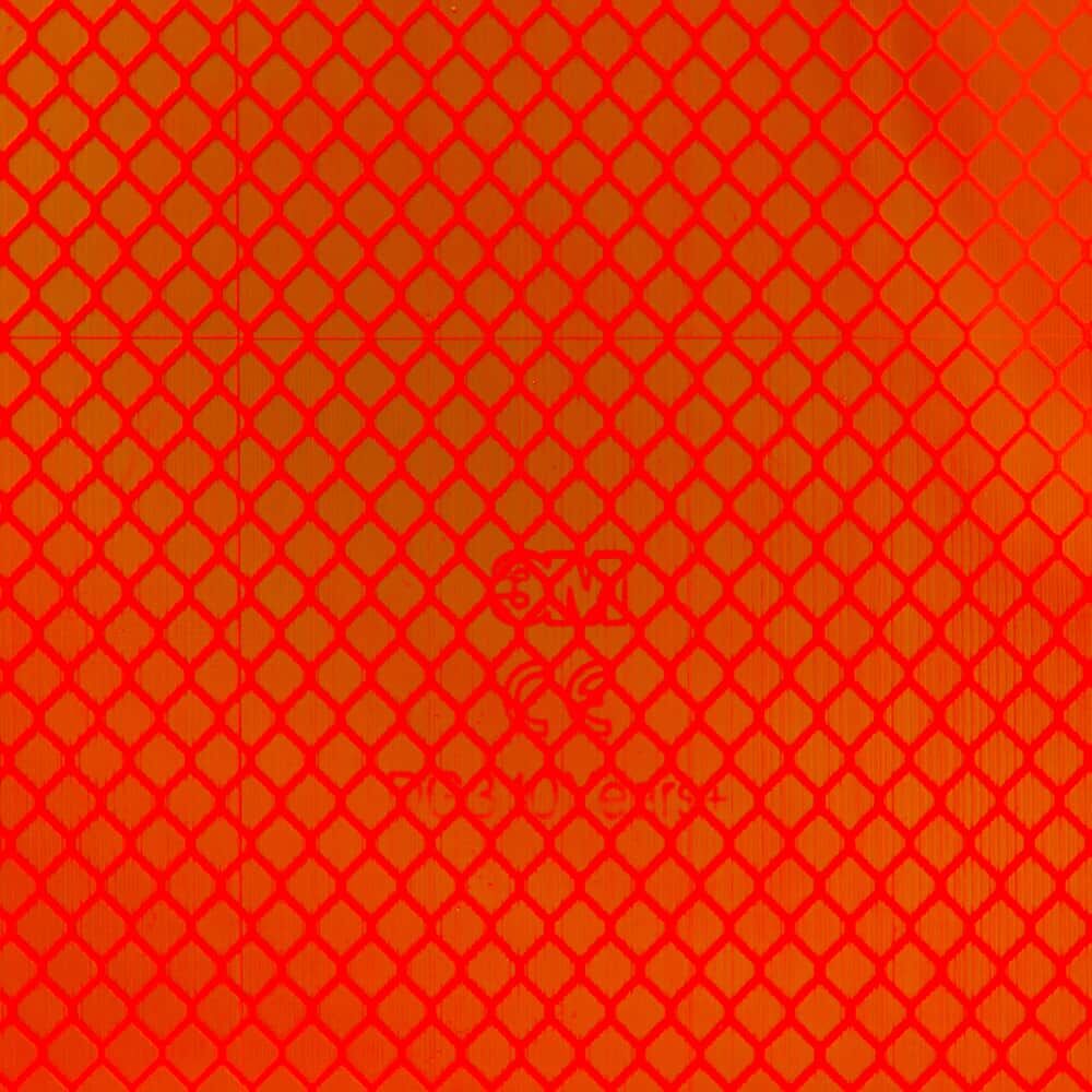 Makroaufnahme 3M Reflexband 4080, Fluor-orange, Rautenmuster