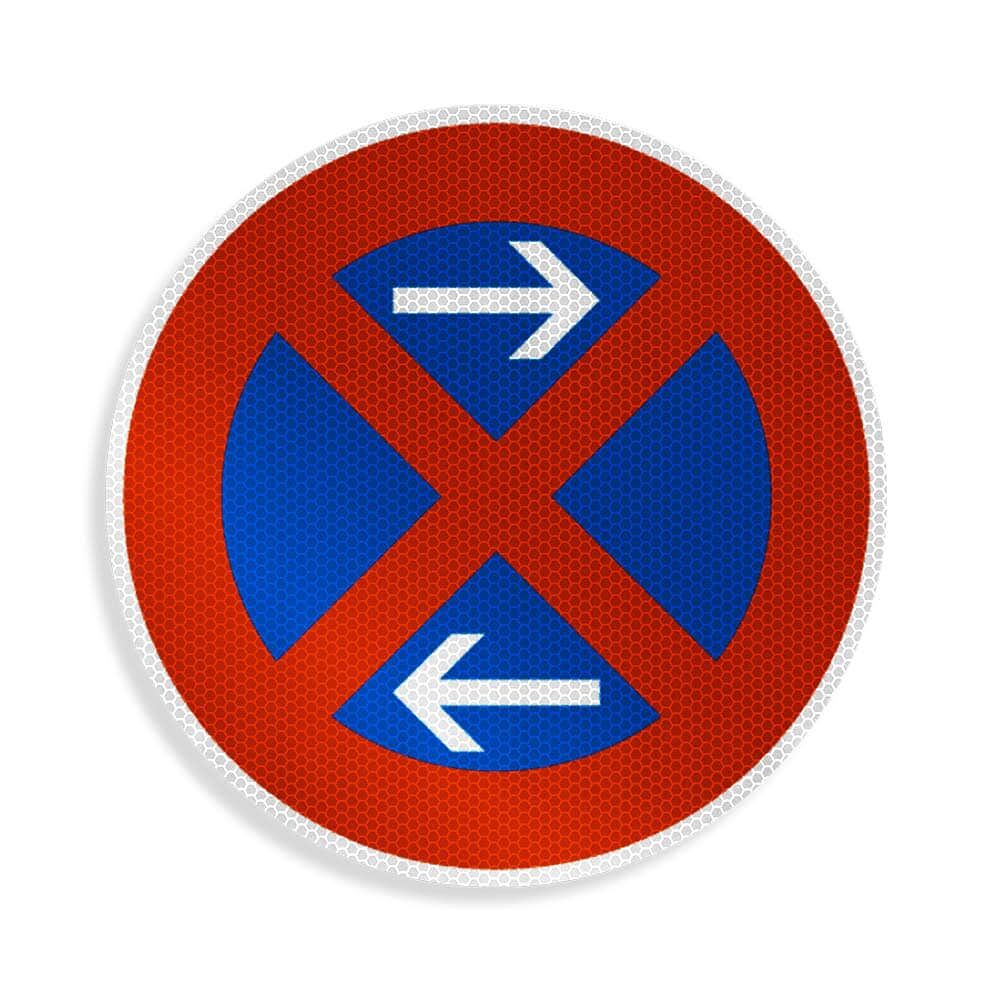 VZ 283: absolutes Haltverbot mit Pfeilen links/rechts, reflektierend