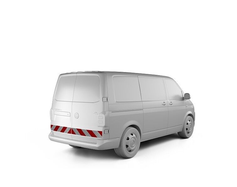 VW T6 mit Hecktür, ausgestattet mit Heckmarkierung, Baujahr 2015
