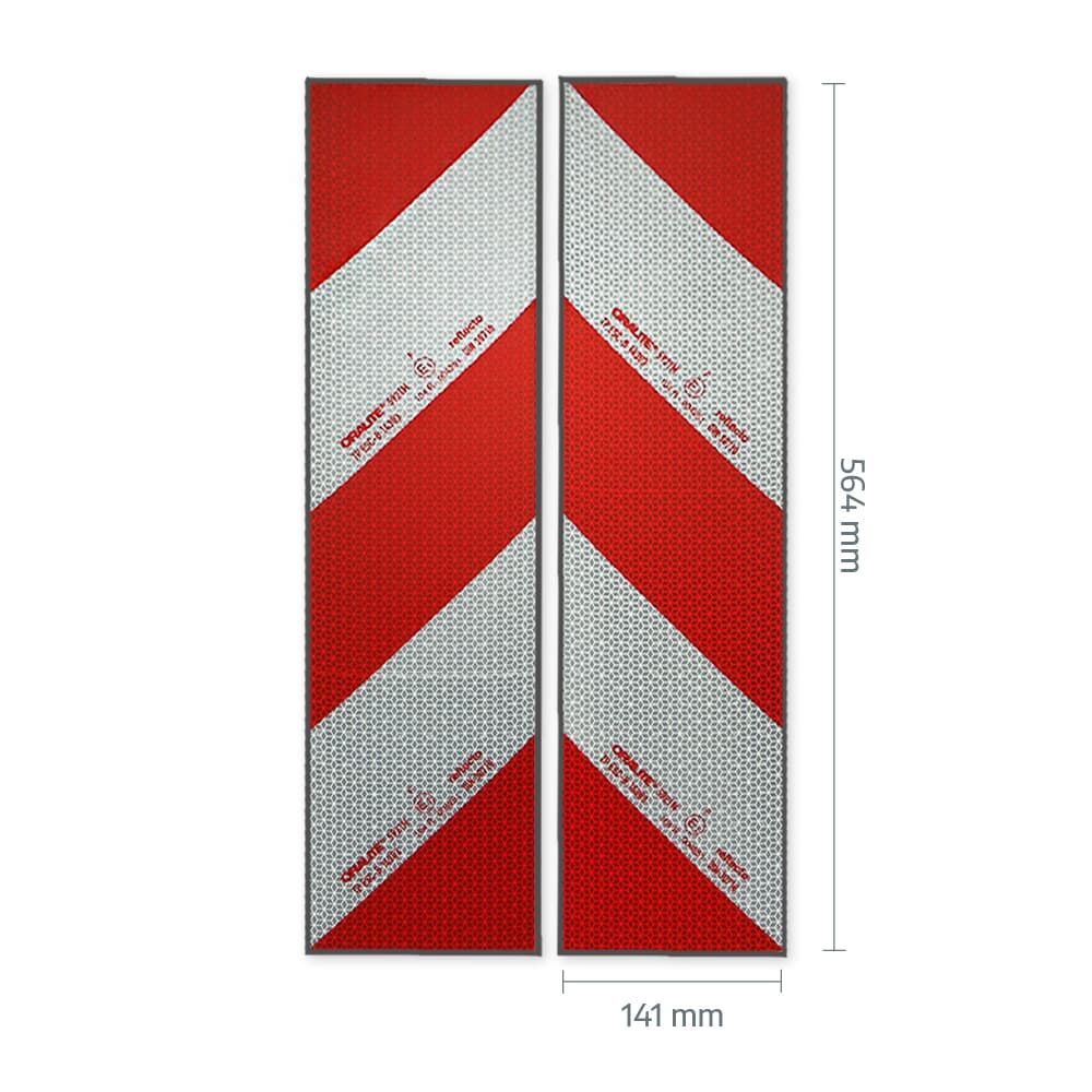 Reflecto 5921M Warnmarkierung 564 × 141 mm, Set aus zwei Zuschnitten mit Maßangaben