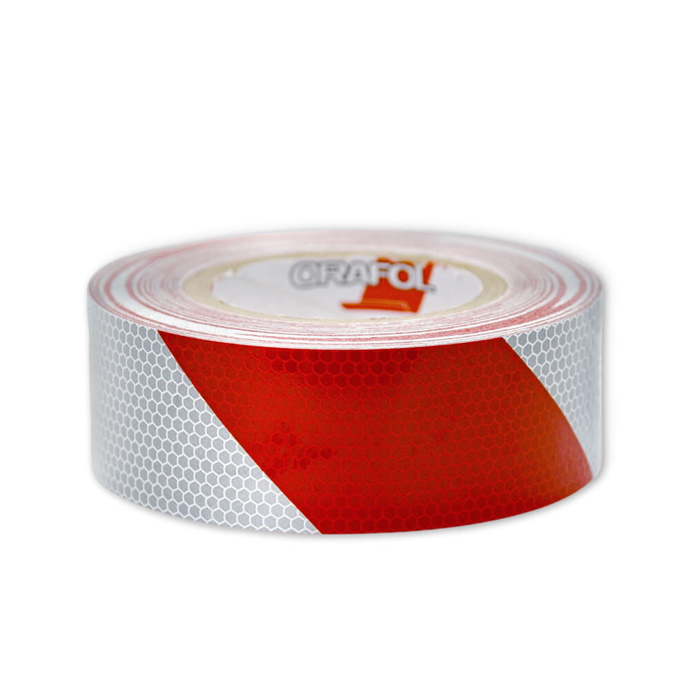 ORALITE 5831 Warnmarkierungsrolle 50 mm rot-weiß linksweisend