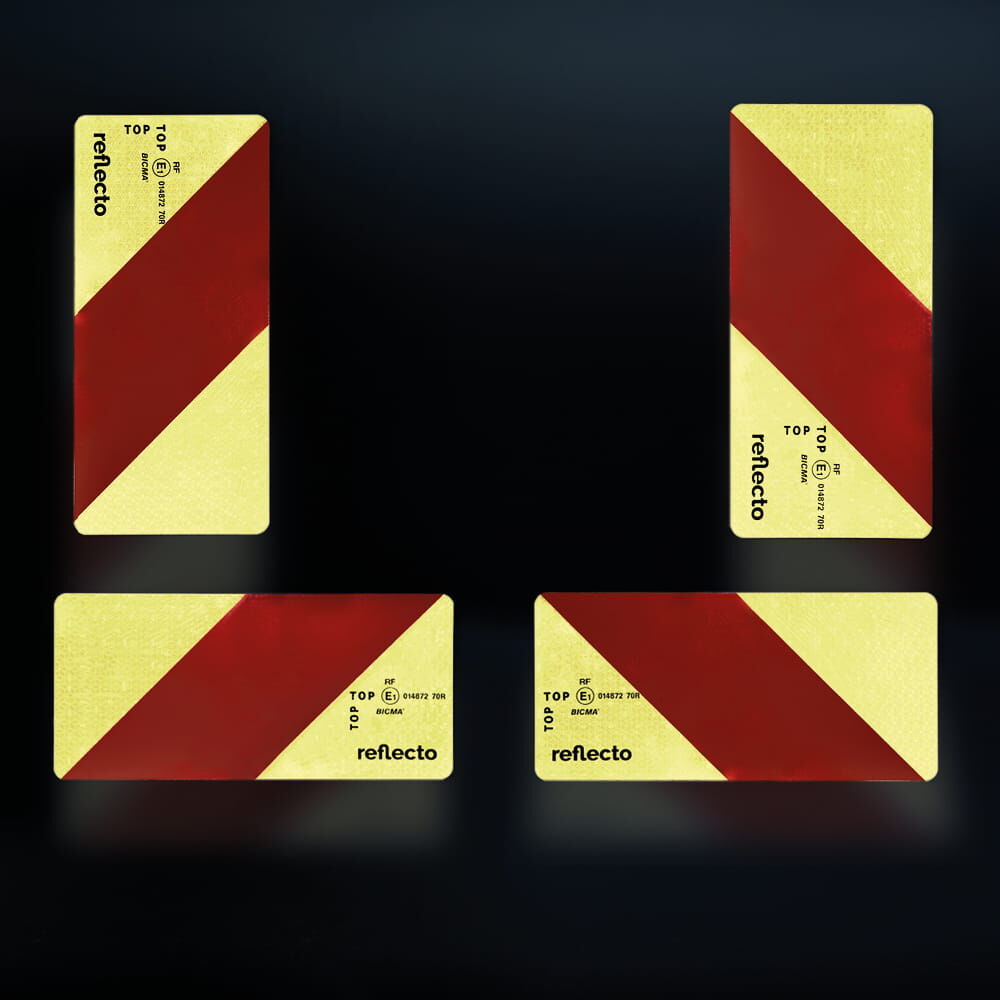 Reflektierende Heckwarntafeln ECE 70.01 auf Aluminium, gelb-rot