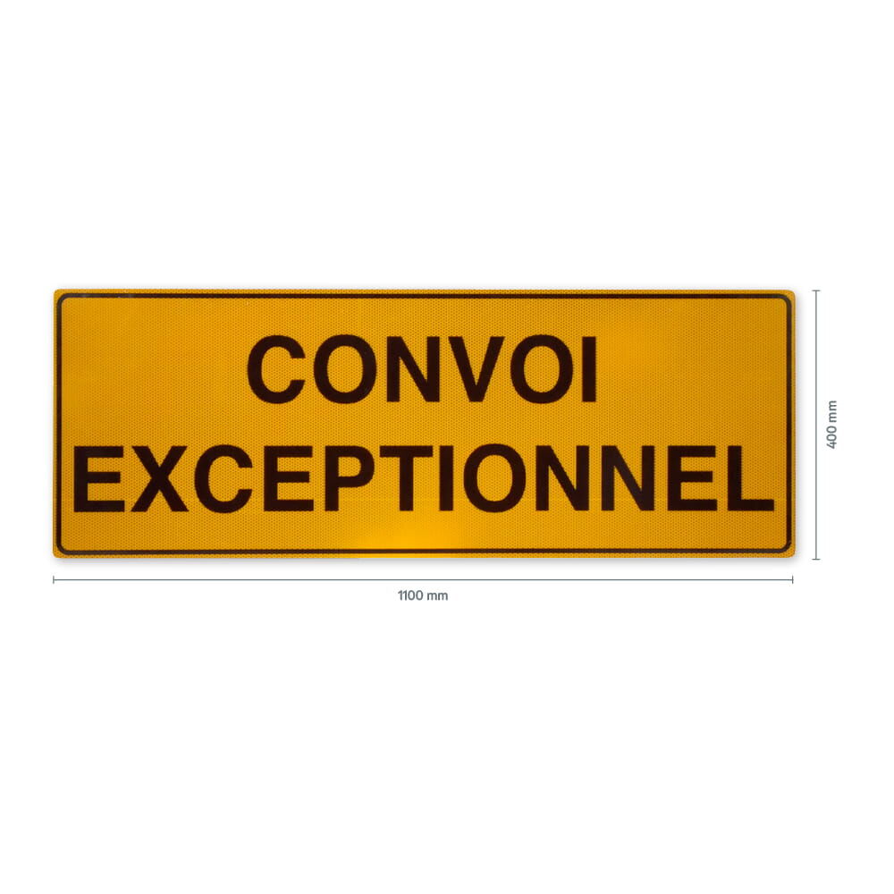 Schild „Convoi Exceptionnel“ mit Maßangaben 1100 × 400 mm