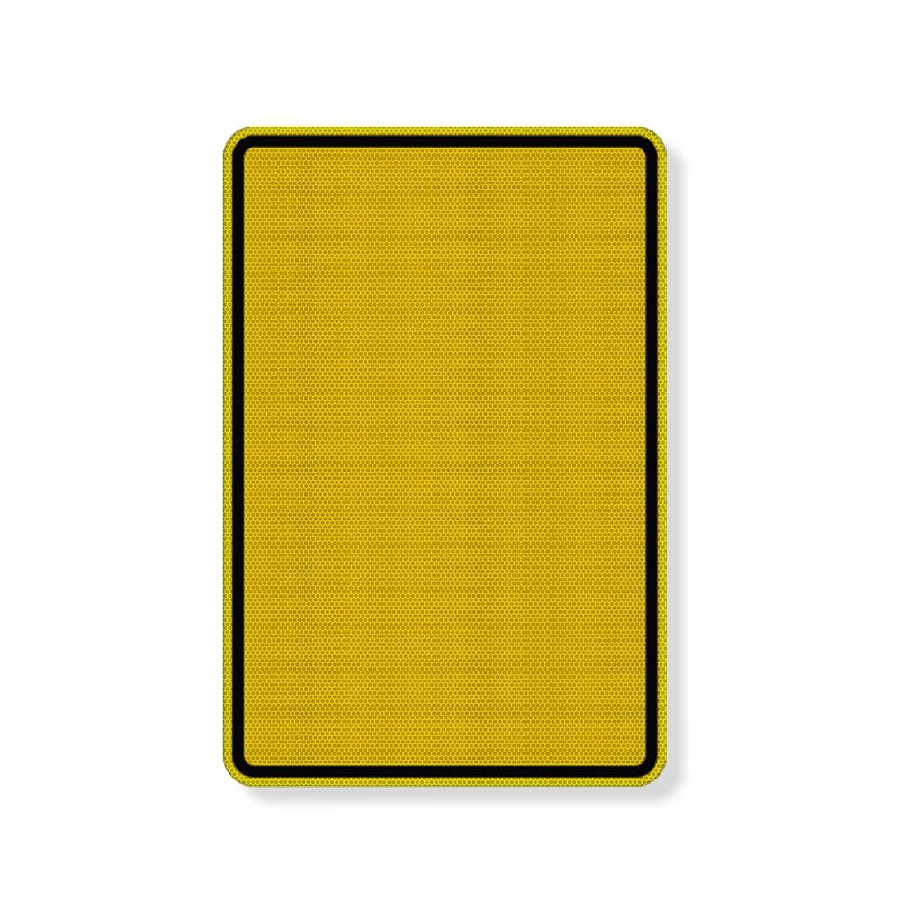 Gelbe reflektierende Umleitungsfolie blanko, rechteckig 600 × 900 mm, schwarz gerahmt