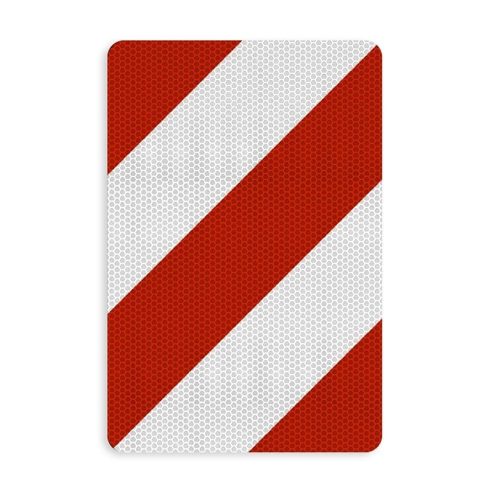 Leitplatte VZ 626-10 rechts, rot-weiße Diagonalstreifen, Ecken abgerundet