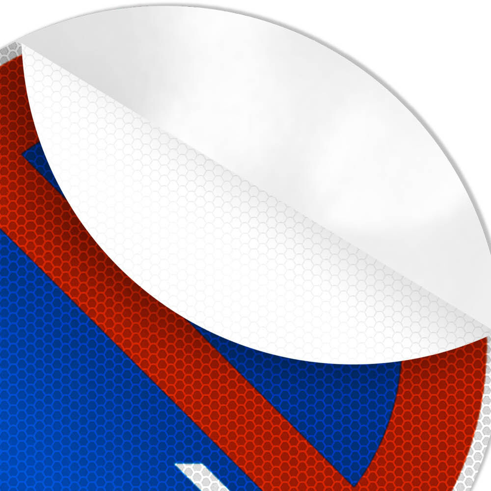 Detail: abziehbare Reflexfolie am Rand des Schilds „eingeschränktes Haltverbot“